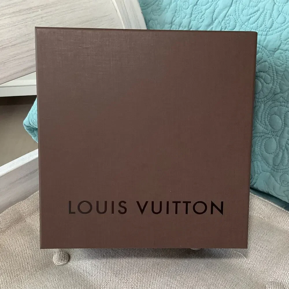 Authentic Louis Vuitton Brown Box with Dust Bag and Leather Bow